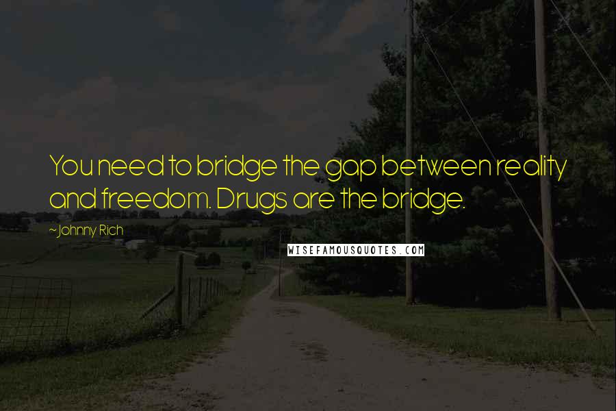 Johnny Rich Quotes: You need to bridge the gap between reality and freedom. Drugs are the bridge.