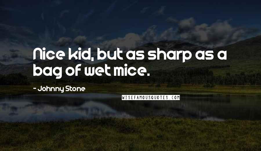 Johnny Stone Quotes: Nice kid, but as sharp as a bag of wet mice.