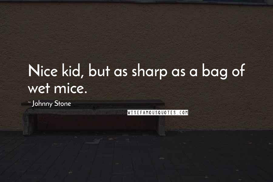 Johnny Stone Quotes: Nice kid, but as sharp as a bag of wet mice.