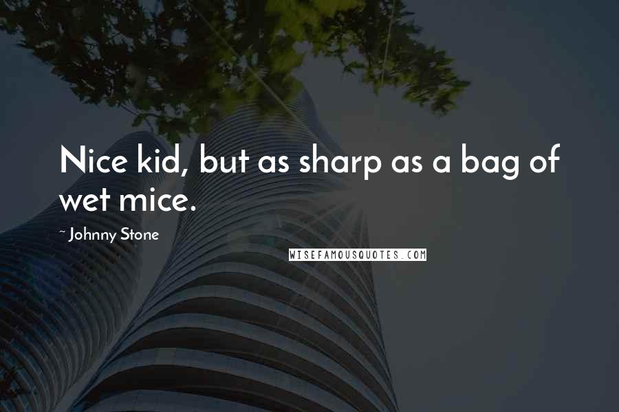 Johnny Stone Quotes: Nice kid, but as sharp as a bag of wet mice.