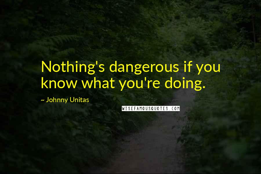 Johnny Unitas Quotes: Nothing's dangerous if you know what you're doing.