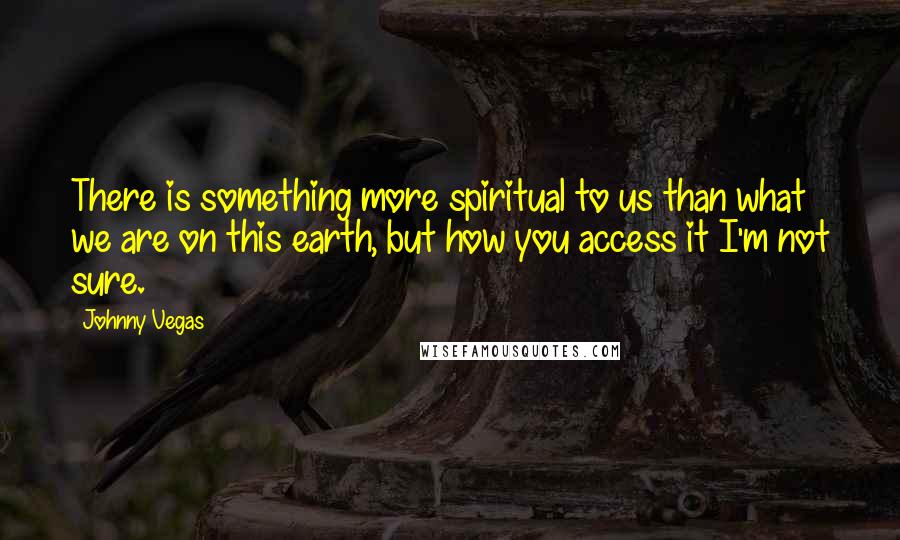 Johnny Vegas Quotes: There is something more spiritual to us than what we are on this earth, but how you access it I'm not sure.