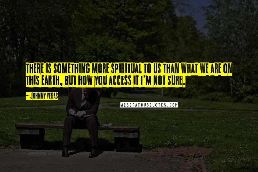 Johnny Vegas Quotes: There is something more spiritual to us than what we are on this earth, but how you access it I'm not sure.