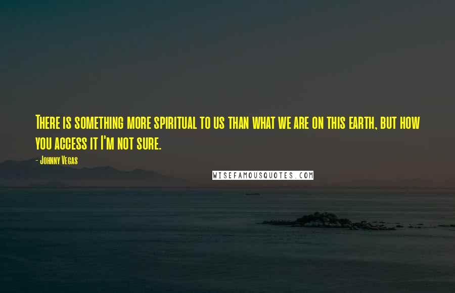 Johnny Vegas Quotes: There is something more spiritual to us than what we are on this earth, but how you access it I'm not sure.