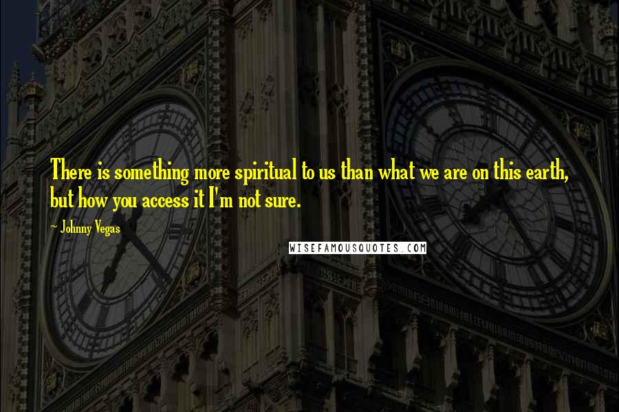 Johnny Vegas Quotes: There is something more spiritual to us than what we are on this earth, but how you access it I'm not sure.