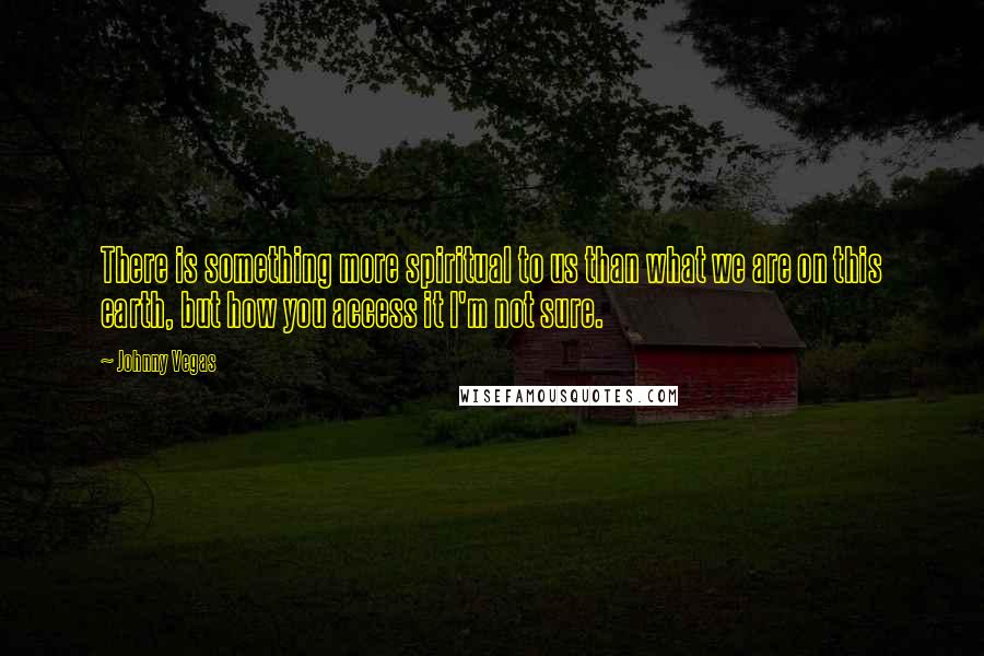 Johnny Vegas Quotes: There is something more spiritual to us than what we are on this earth, but how you access it I'm not sure.