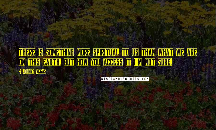 Johnny Vegas Quotes: There is something more spiritual to us than what we are on this earth, but how you access it I'm not sure.