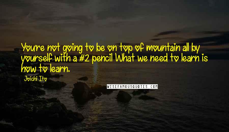 Joichi Ito Quotes: You're not going to be on top of mountain all by yourself with a #2 pencil What we need to learn is how to learn.