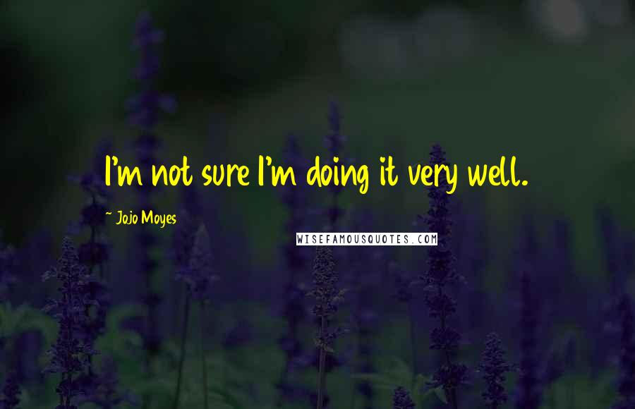 Jojo Moyes Quotes: I'm not sure I'm doing it very well.