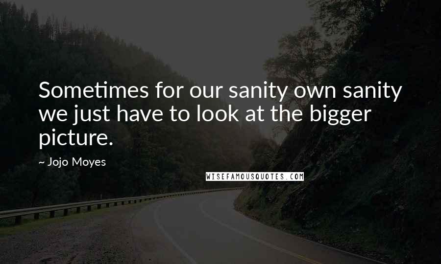 Jojo Moyes Quotes: Sometimes for our sanity own sanity we just have to look at the bigger picture.