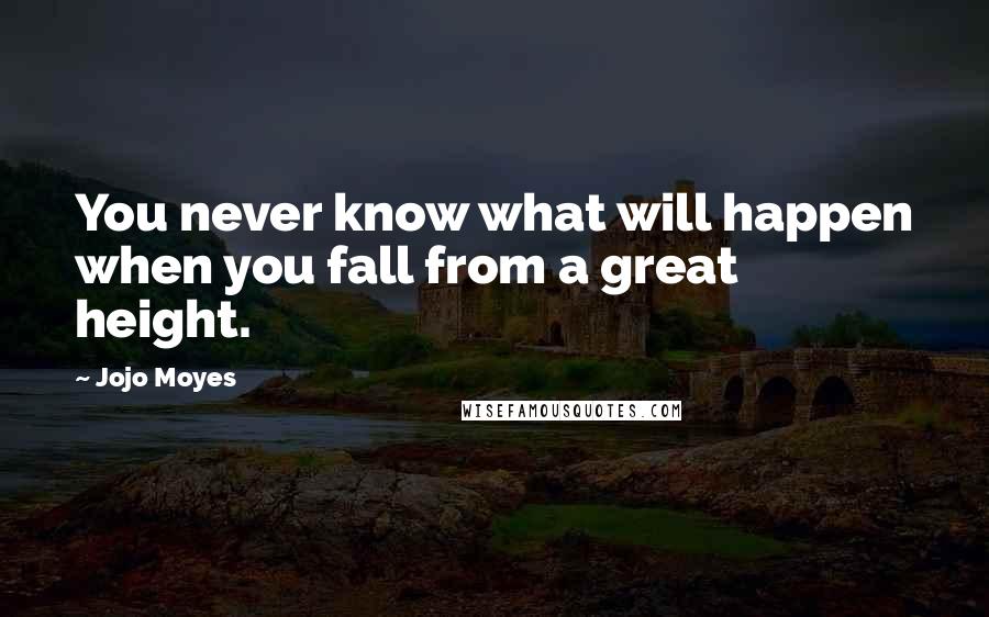 Jojo Moyes Quotes: You never know what will happen when you fall from a great height.