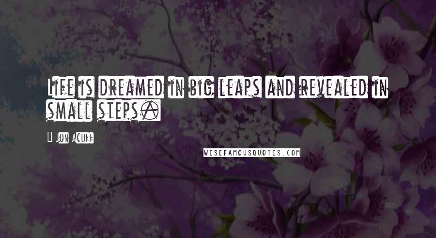 Jon Acuff Quotes: Life is dreamed in big leaps and revealed in small steps.