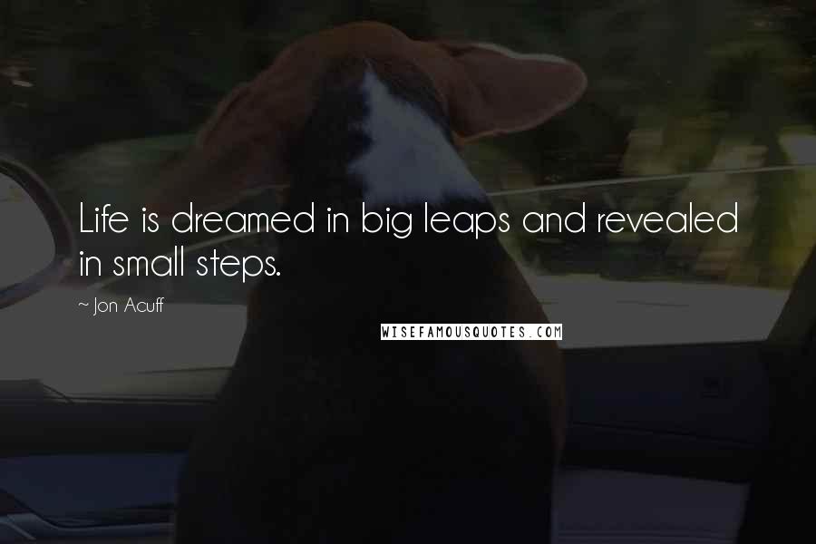 Jon Acuff Quotes: Life is dreamed in big leaps and revealed in small steps.