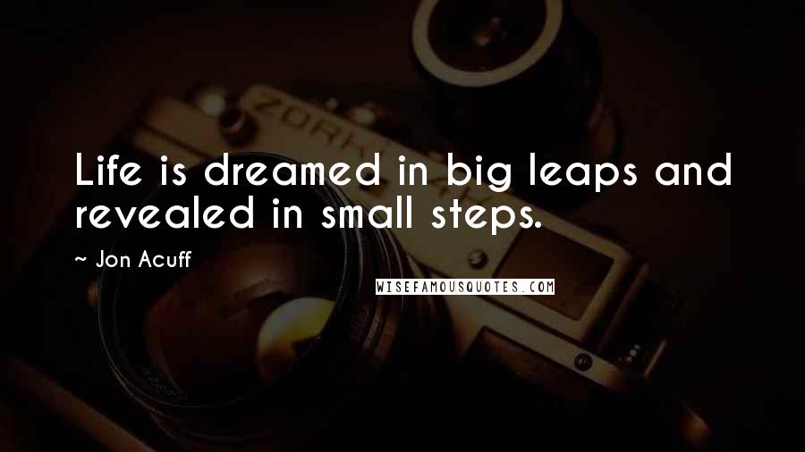 Jon Acuff Quotes: Life is dreamed in big leaps and revealed in small steps.