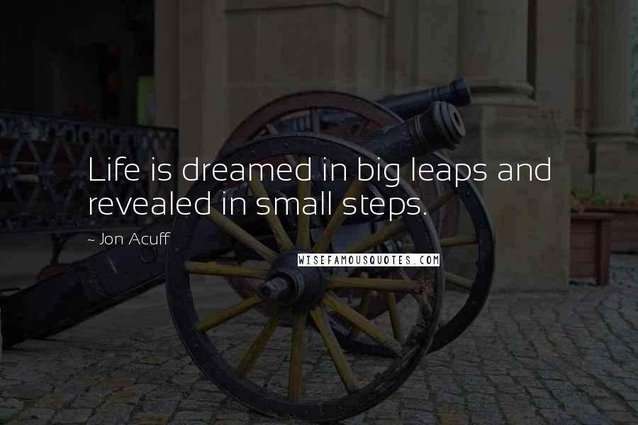 Jon Acuff Quotes: Life is dreamed in big leaps and revealed in small steps.