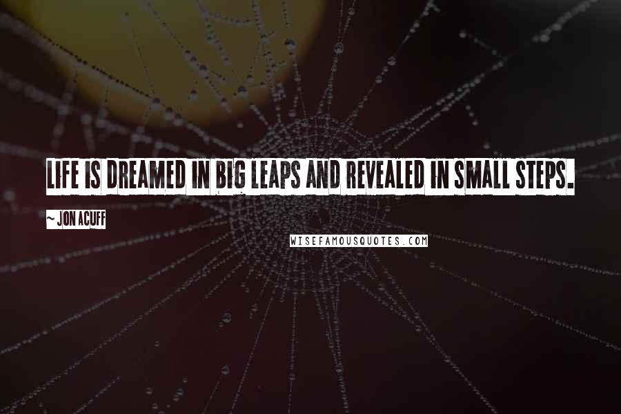 Jon Acuff Quotes: Life is dreamed in big leaps and revealed in small steps.