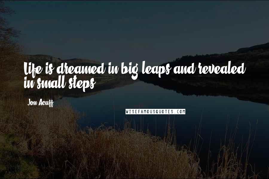 Jon Acuff Quotes: Life is dreamed in big leaps and revealed in small steps.