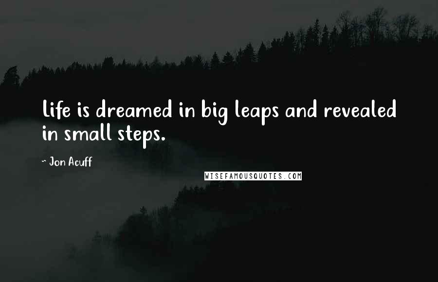 Jon Acuff Quotes: Life is dreamed in big leaps and revealed in small steps.