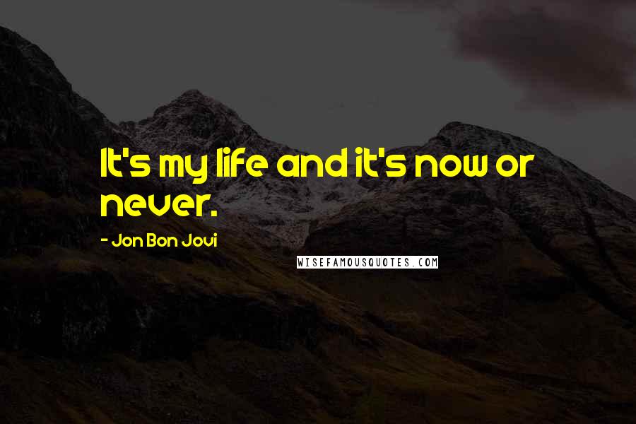 Jon Bon Jovi Quotes: It's my life and it's now or never.