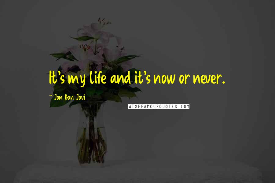 Jon Bon Jovi Quotes: It's my life and it's now or never.