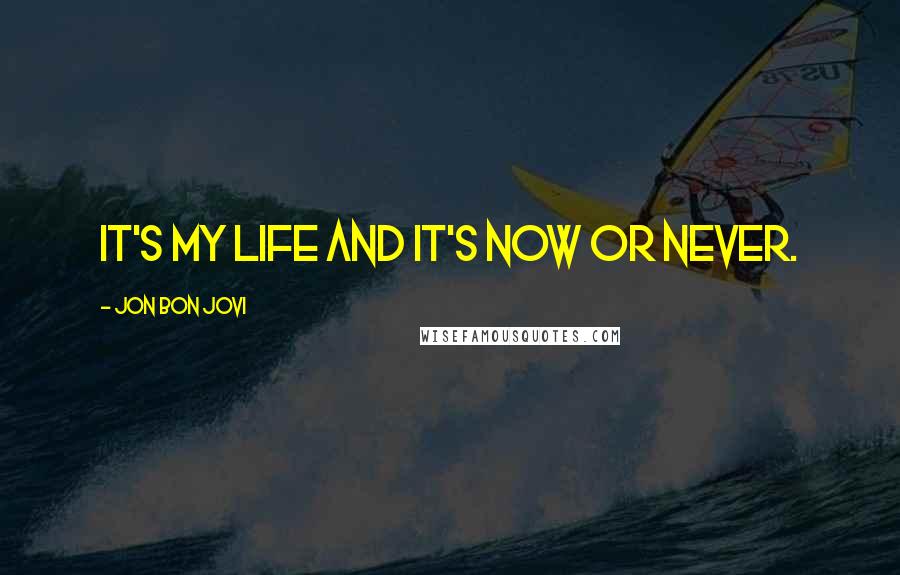 Jon Bon Jovi Quotes: It's my life and it's now or never.