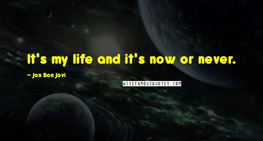 Jon Bon Jovi Quotes: It's my life and it's now or never.
