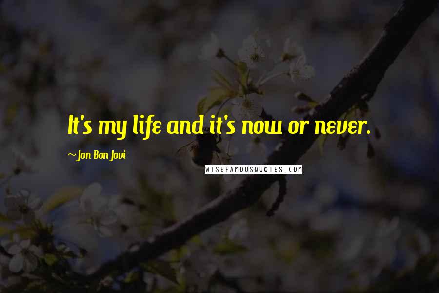 Jon Bon Jovi Quotes: It's my life and it's now or never.