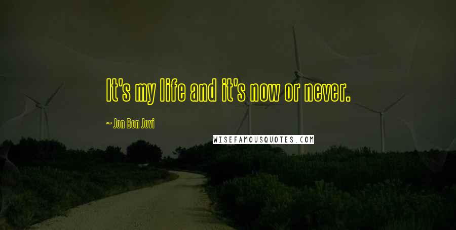 Jon Bon Jovi Quotes: It's my life and it's now or never.