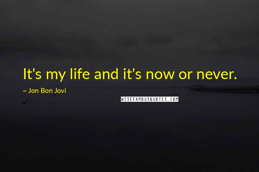 Jon Bon Jovi Quotes: It's my life and it's now or never.