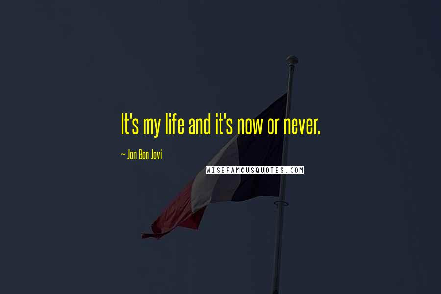 Jon Bon Jovi Quotes: It's my life and it's now or never.