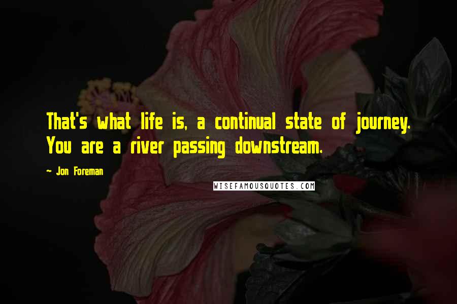 Jon Foreman Quotes: That's what life is, a continual state of journey. You are a river passing downstream.