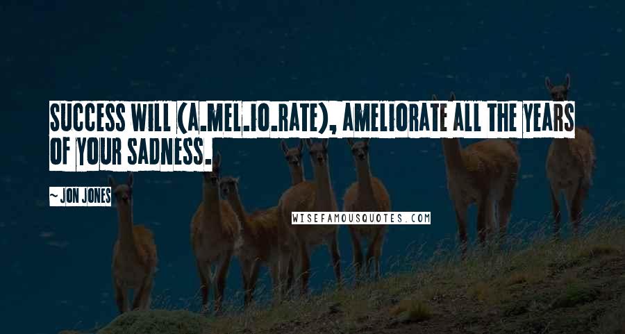 Jon Jones Quotes: Success will (a.mel.io.rate), ameliorate all the years of your sadness.