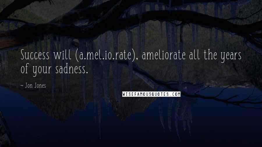 Jon Jones Quotes: Success will (a.mel.io.rate), ameliorate all the years of your sadness.