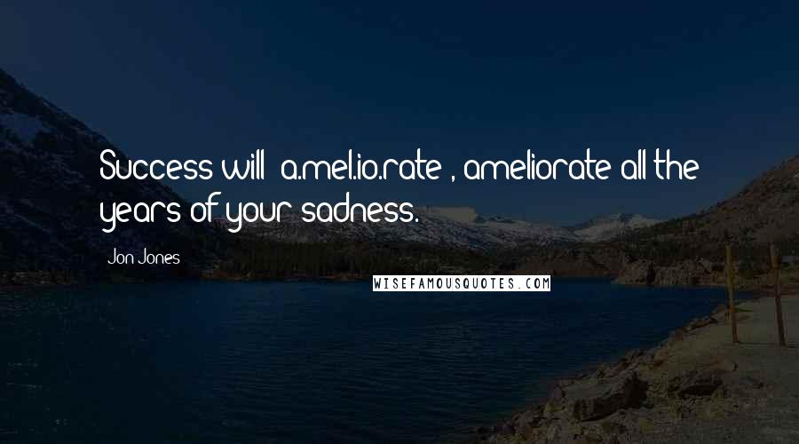Jon Jones Quotes: Success will (a.mel.io.rate), ameliorate all the years of your sadness.