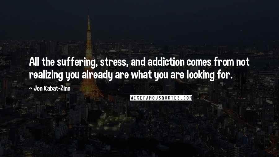 Jon Kabat-Zinn Quotes: All the suffering, stress, and addiction comes from not realizing you already are what you are looking for.