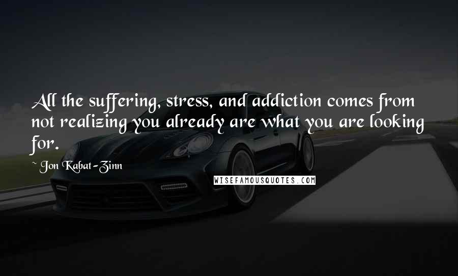 Jon Kabat-Zinn Quotes: All the suffering, stress, and addiction comes from not realizing you already are what you are looking for.