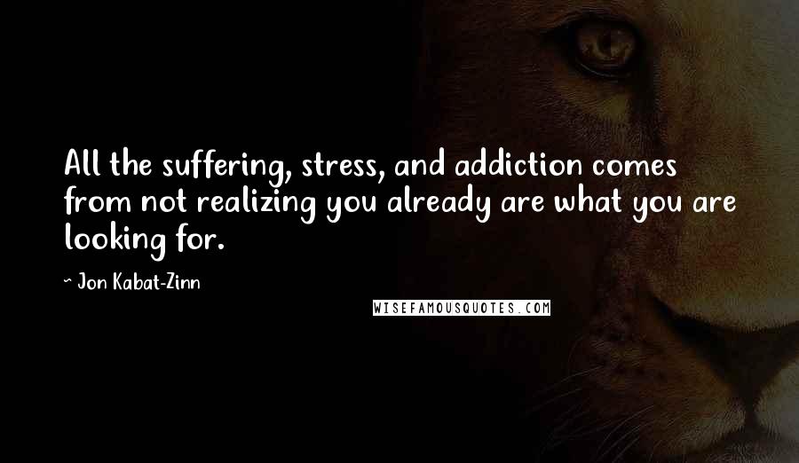 Jon Kabat-Zinn Quotes: All the suffering, stress, and addiction comes from not realizing you already are what you are looking for.