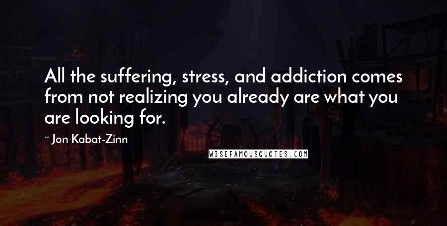 Jon Kabat-Zinn Quotes: All the suffering, stress, and addiction comes from not realizing you already are what you are looking for.