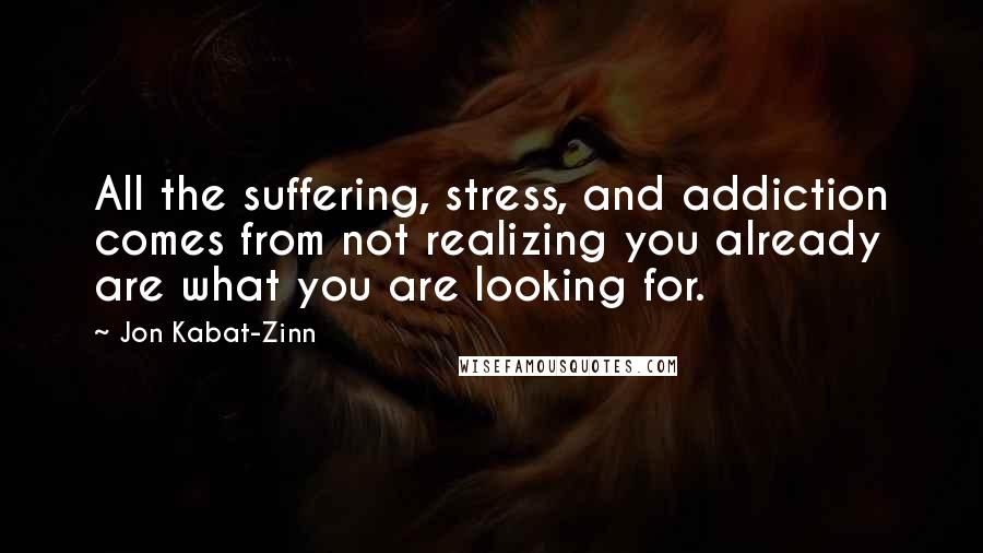 Jon Kabat-Zinn Quotes: All the suffering, stress, and addiction comes from not realizing you already are what you are looking for.