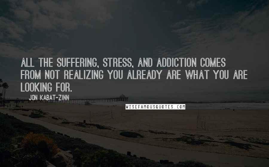 Jon Kabat-Zinn Quotes: All the suffering, stress, and addiction comes from not realizing you already are what you are looking for.