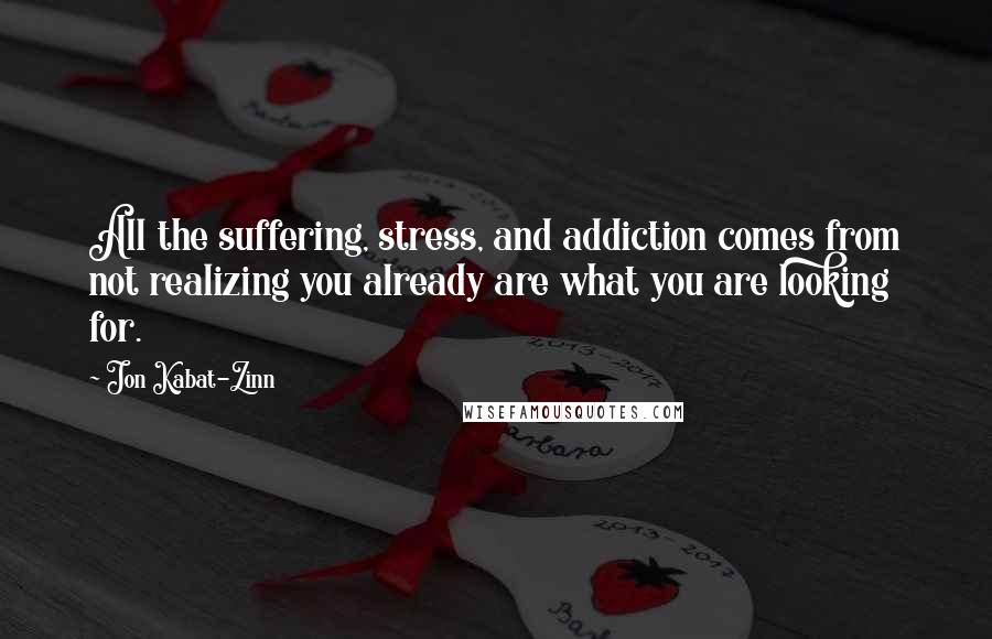 Jon Kabat-Zinn Quotes: All the suffering, stress, and addiction comes from not realizing you already are what you are looking for.