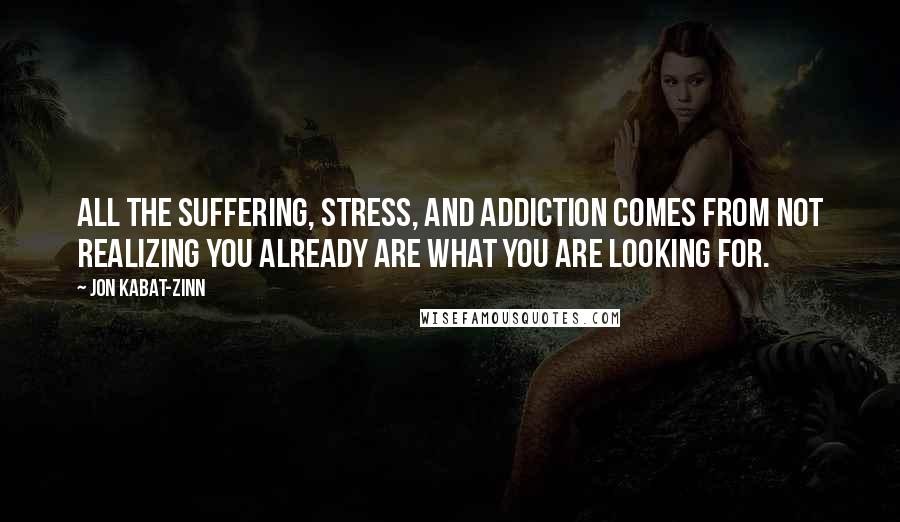 Jon Kabat-Zinn Quotes: All the suffering, stress, and addiction comes from not realizing you already are what you are looking for.