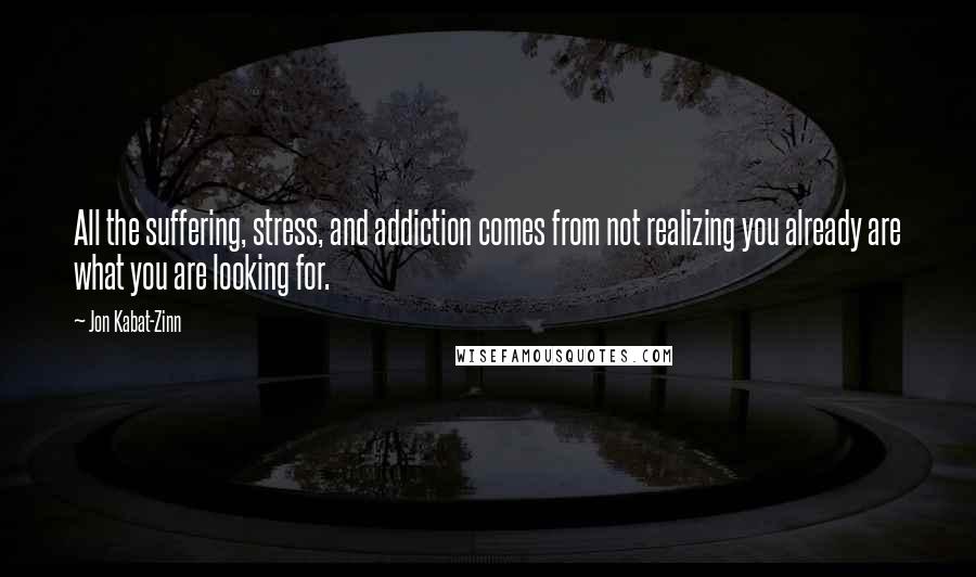 Jon Kabat-Zinn Quotes: All the suffering, stress, and addiction comes from not realizing you already are what you are looking for.