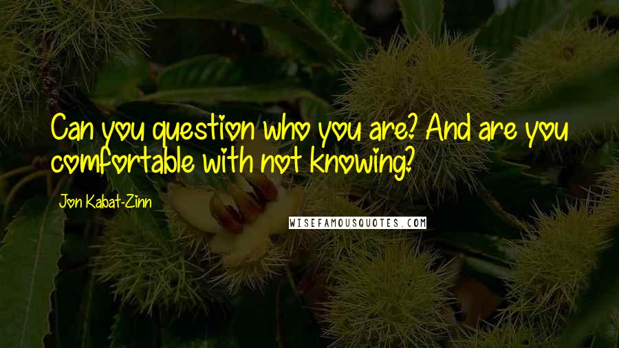 Jon Kabat-Zinn Quotes: Can you question who you are? And are you comfortable with not knowing?