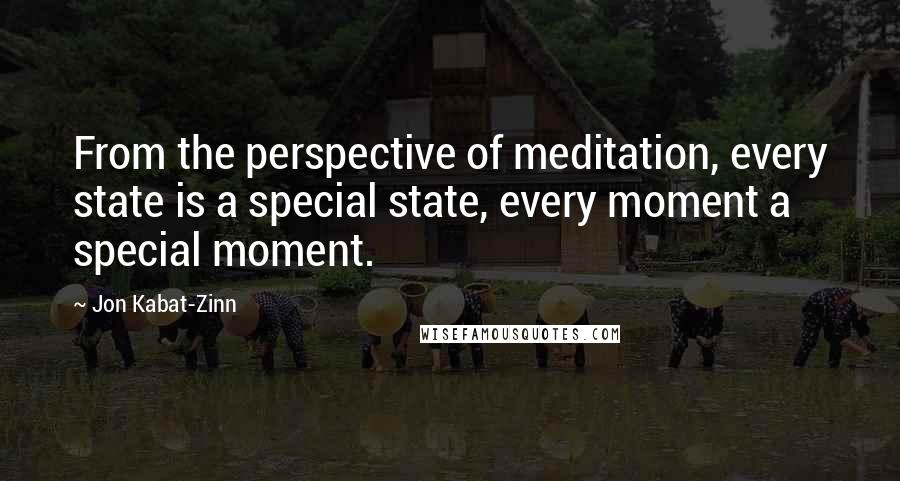 Jon Kabat-Zinn Quotes: From the perspective of meditation, every state is a special state, every moment a special moment.