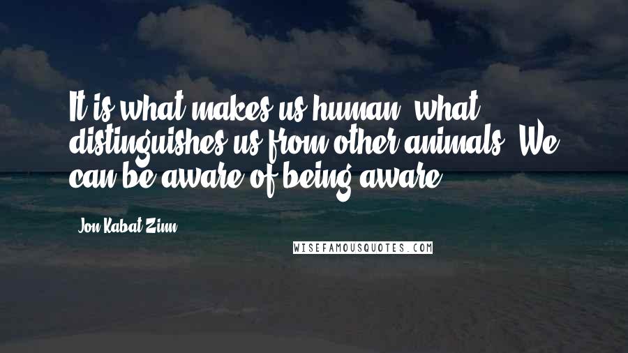 Jon Kabat-Zinn Quotes: It is what makes us human, what distinguishes us from other animals. We can be aware of being aware.