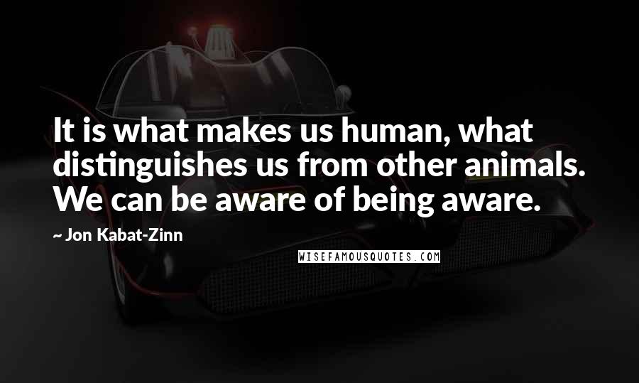 Jon Kabat-Zinn Quotes: It is what makes us human, what distinguishes us from other animals. We can be aware of being aware.