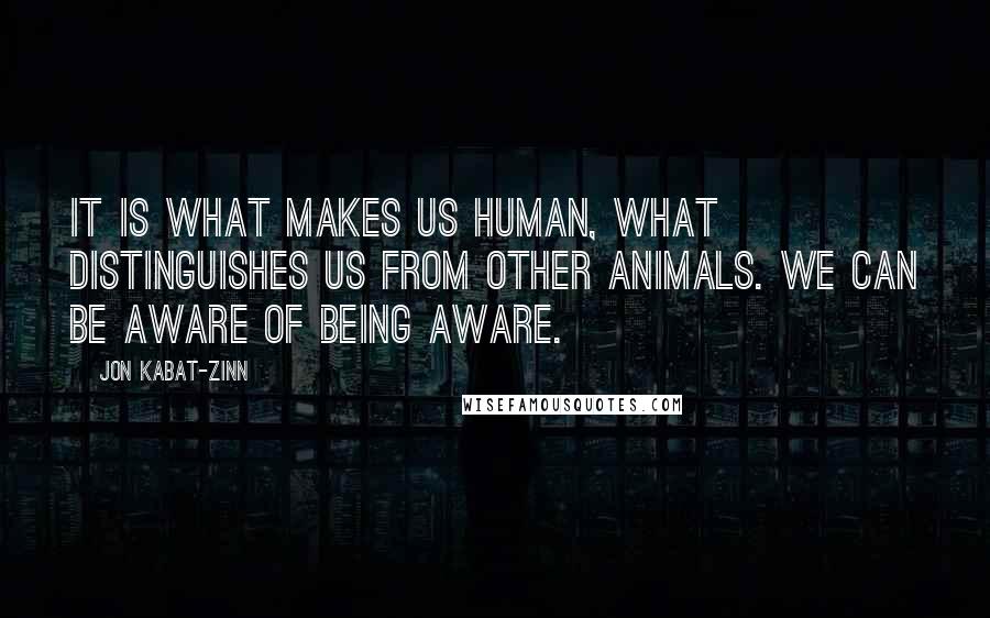 Jon Kabat-Zinn Quotes: It is what makes us human, what distinguishes us from other animals. We can be aware of being aware.