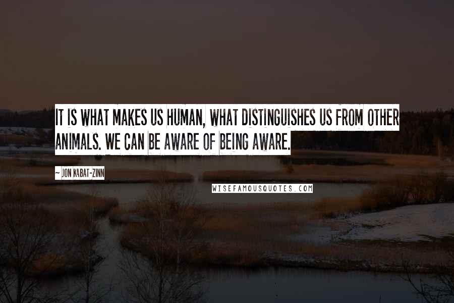 Jon Kabat-Zinn Quotes: It is what makes us human, what distinguishes us from other animals. We can be aware of being aware.