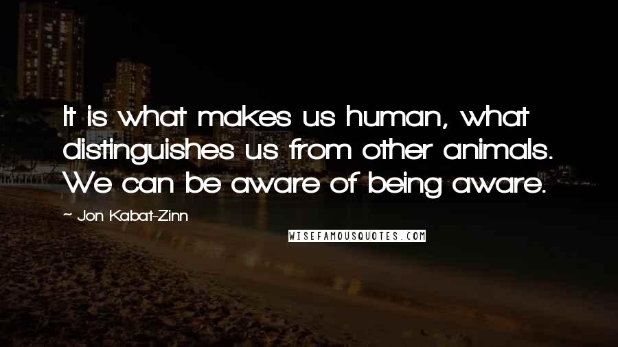 Jon Kabat-Zinn Quotes: It is what makes us human, what distinguishes us from other animals. We can be aware of being aware.